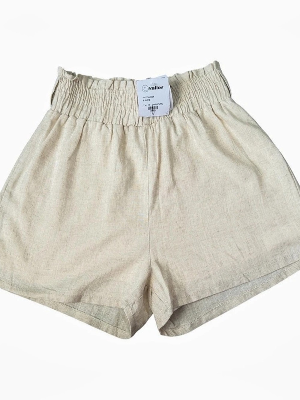 VALLEN NWT High Waist Linen Blend Elastic Waist Pull-On Shorts 2.5” High Rise Cr